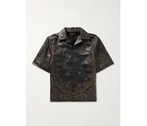 Hemd aus perforiertem Leder mit Lasergravuren und Reverskragen