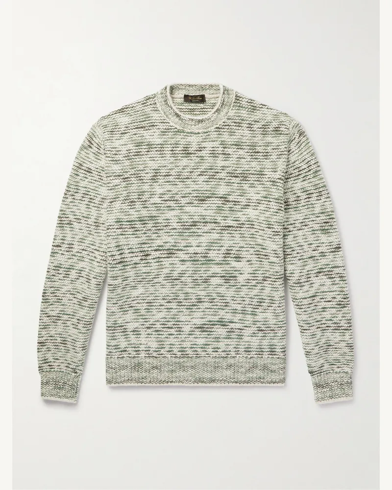 Loro Piana Gnifetti Pullover aus strukturiertem Kaschmirstrick Grün