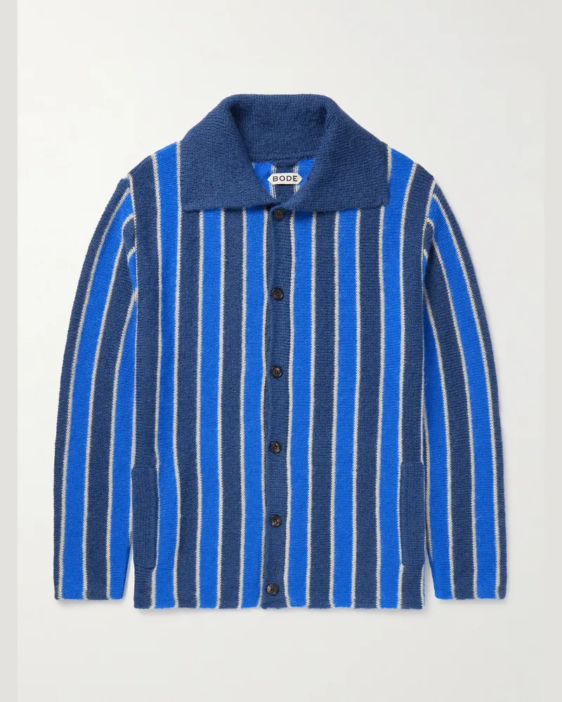 BODE Gestreifter Cardigan aus einer Superkid-Mohairmischung Blau