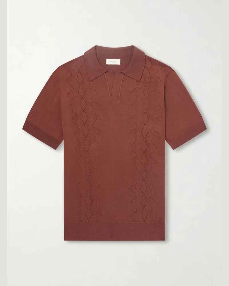 PIACENZA 1733 Silk and Cotton-Blend Polo Shirt Brown