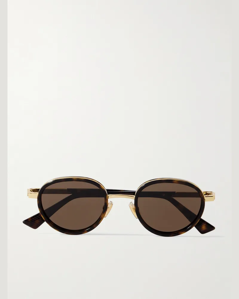 Bottega Veneta Panthos Round-Frame Tortoiseshell Recycled-Acetate and Gold-Tone Sunglasses Tortoiseshell