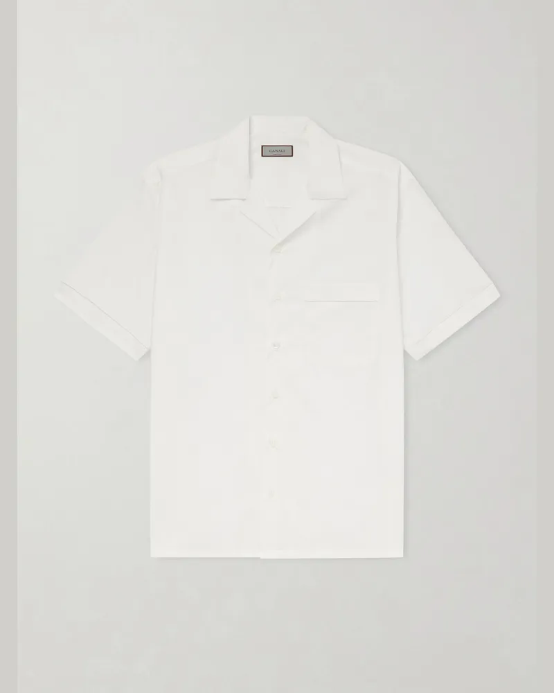 Canali Hemd aus Baumwolle mit Reverskragen Weiß