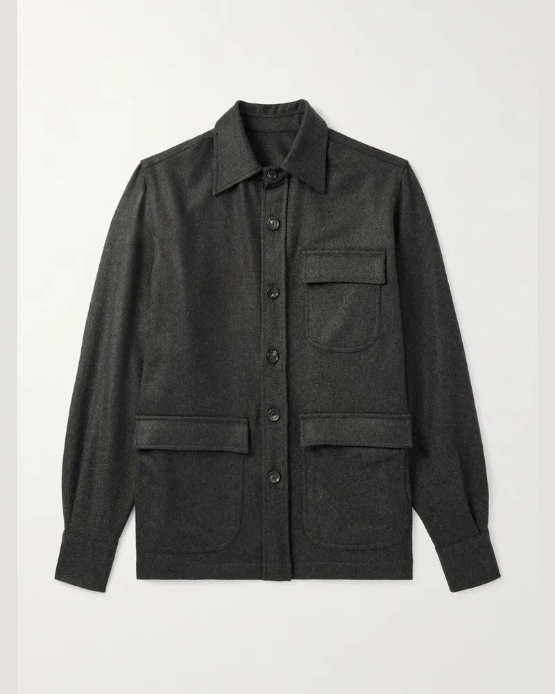 De Petrillo Hemdjacke aus einer Woll-Kaschmirmischung Grün