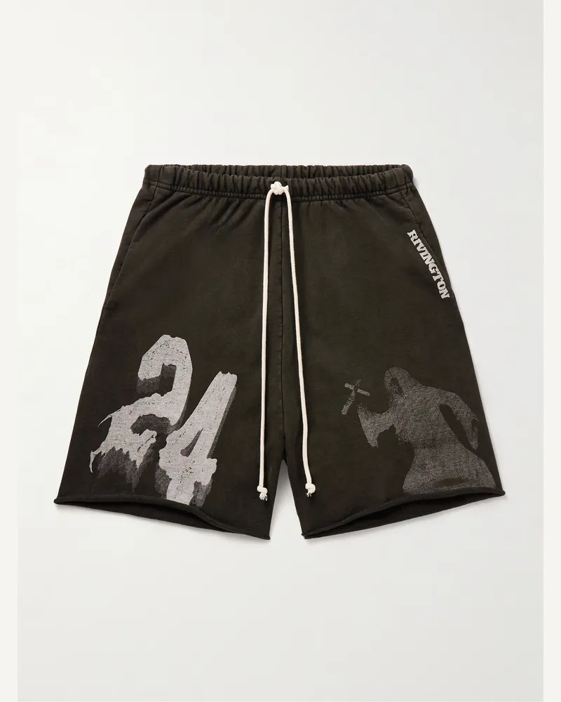 RRR123 Enemy gerade geschnittene Shorts aus Baumwoll-Jersey mit Kordelzugbund und Logoprint Schwarz