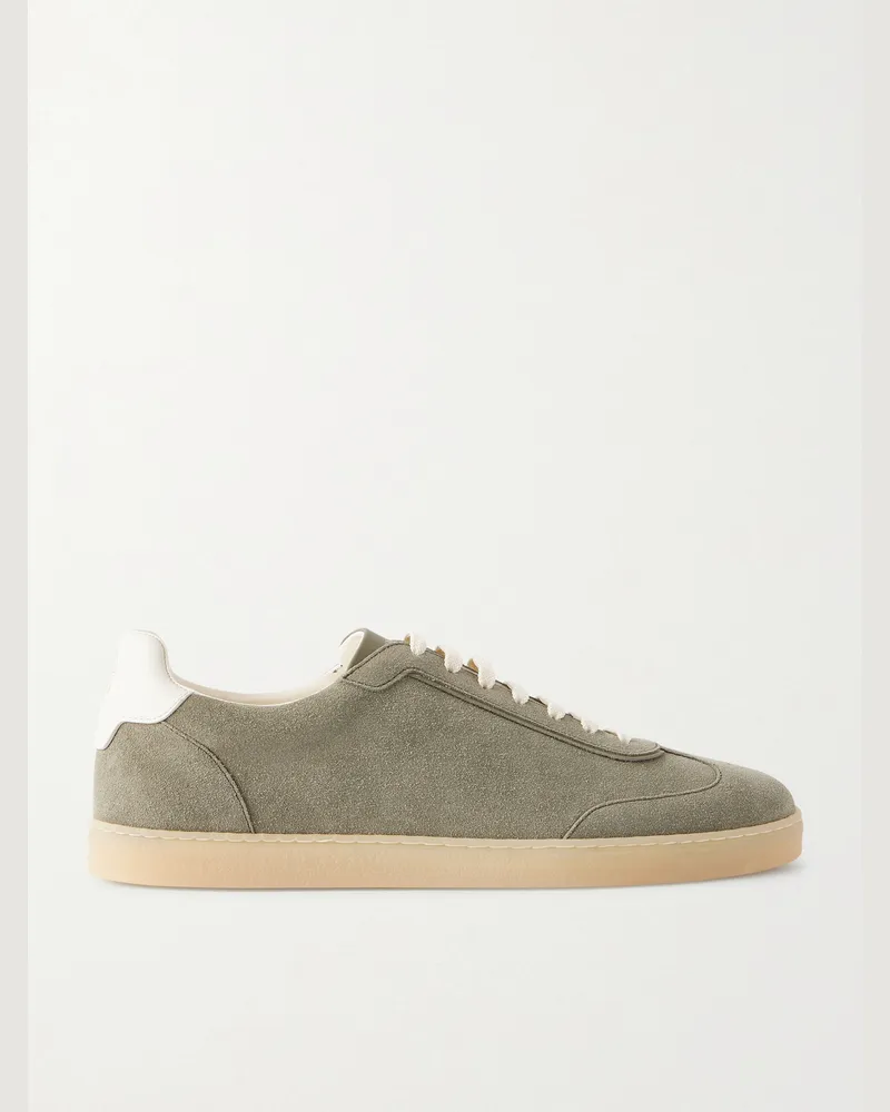 Brunello Cucinelli Coda Di Rondine Sneakers aus Veloursleder Grün