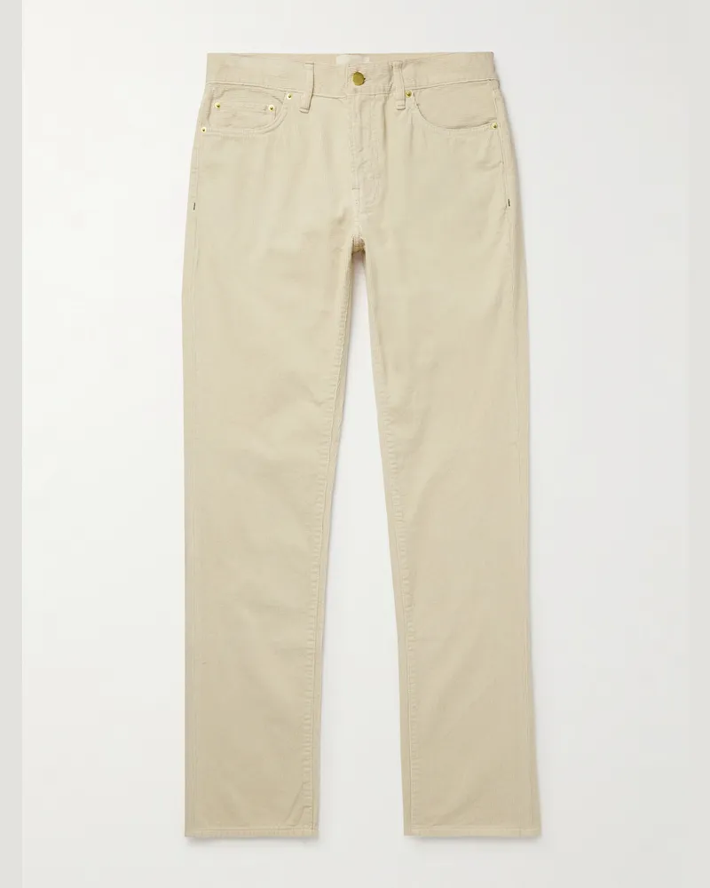 Sid Mashburn Schmal und gerade geschnittene Hose aus Baumwollcord in Stückfärbung Neutral