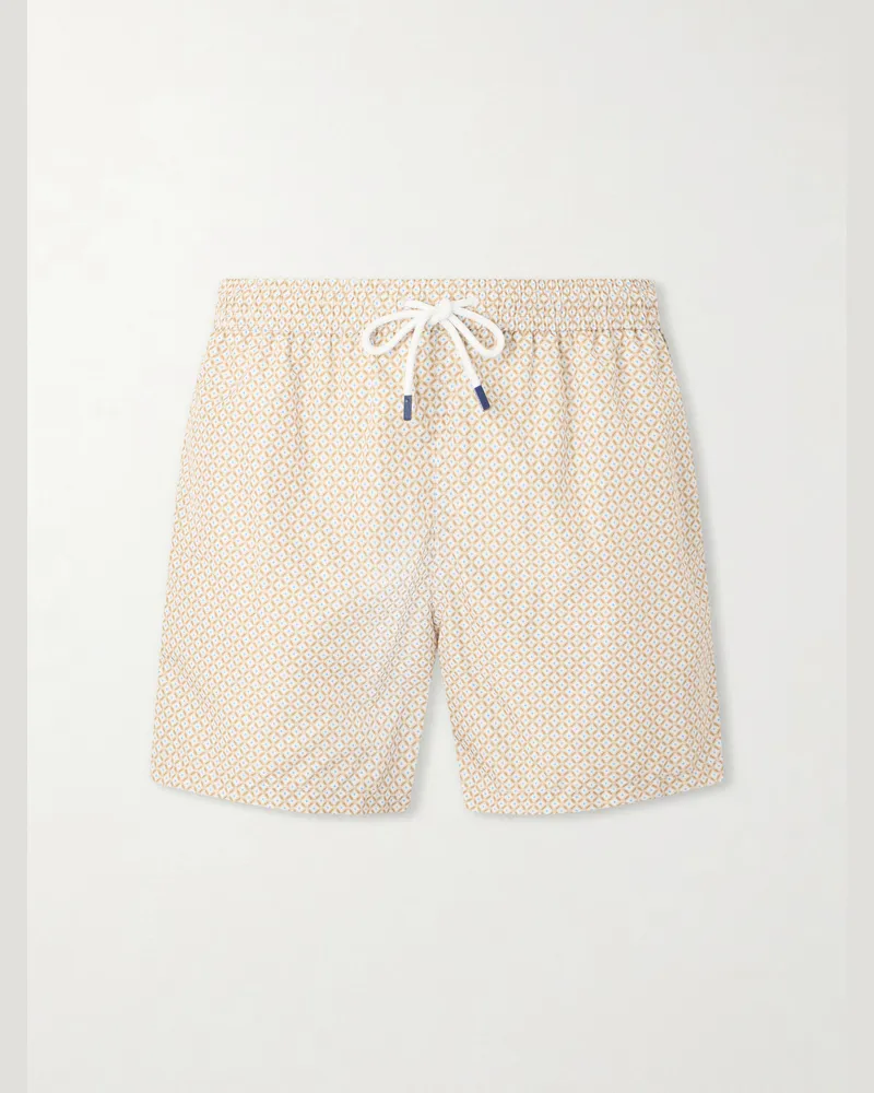 Fedeli Madeira Printed Straight-Leg Swim Shorts Orange