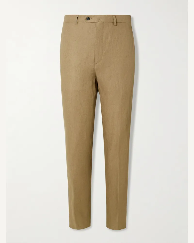 Loro Piana Carlo gerade geschnittene Hose aus Leinen-Twill Braun