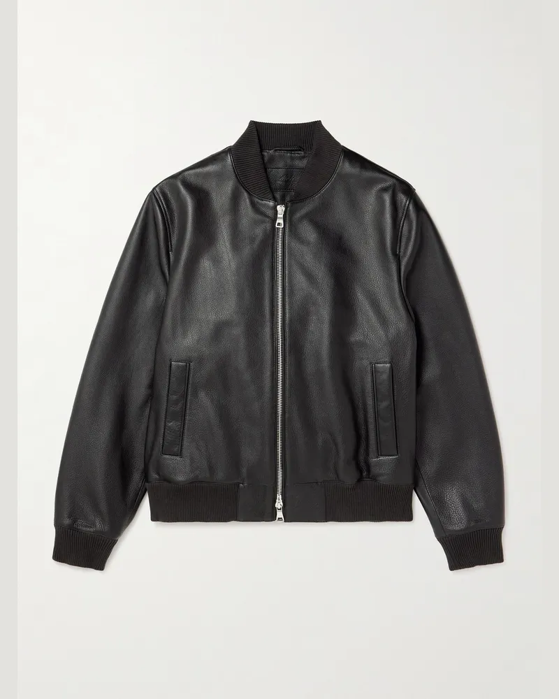MR P. Full-Grain Leather Bomber Jacket Black