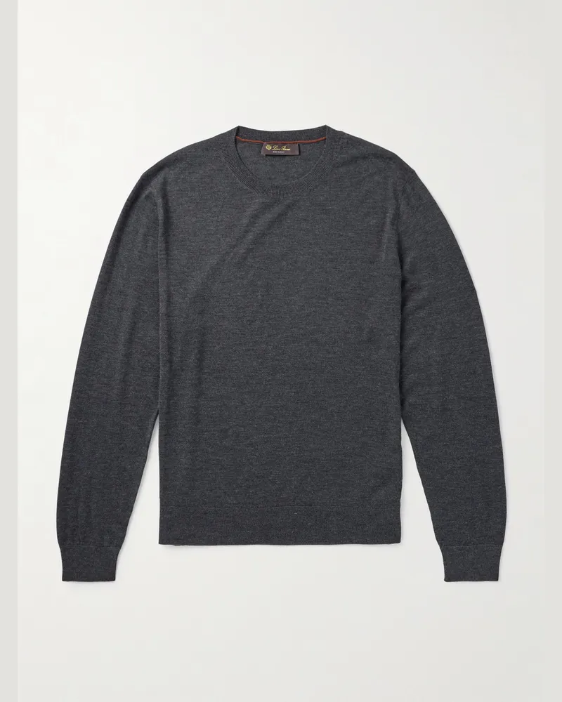 Loro Piana Sottile schmal geschnittener Pullover aus einer Mischung aus Wolle, Seide und Kaschmir Grau