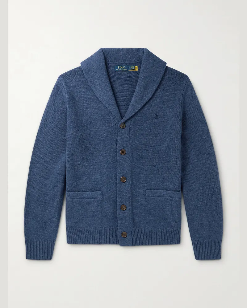Ralph Lauren Shawl-Collar Wool and Cashmere-Blend Cardigan Blue