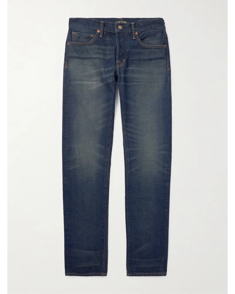 Tom Ford Schmal geschnittene Jeans aus Selvedge Denim Blau