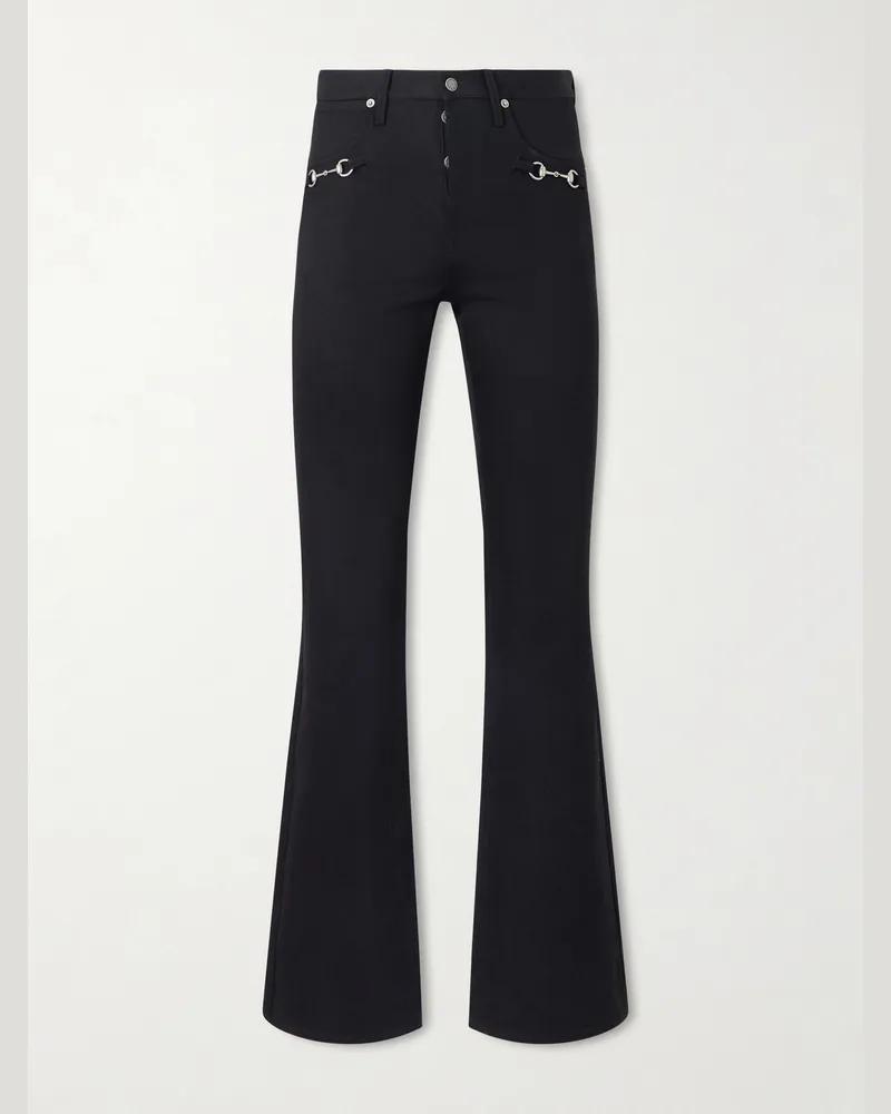 Gucci Flared Horsebit-Embellished Jeans Black
