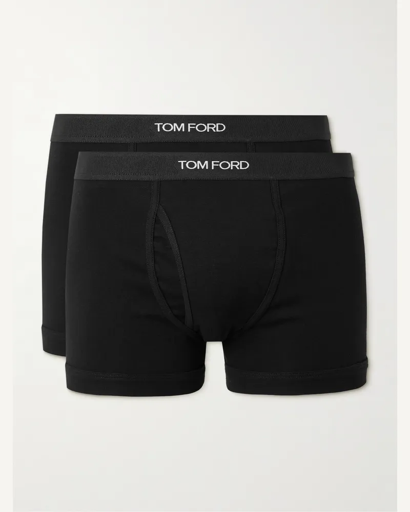 Tom Ford Two-Pack Stretch-Cotton Jersey Boxer Briefs Black