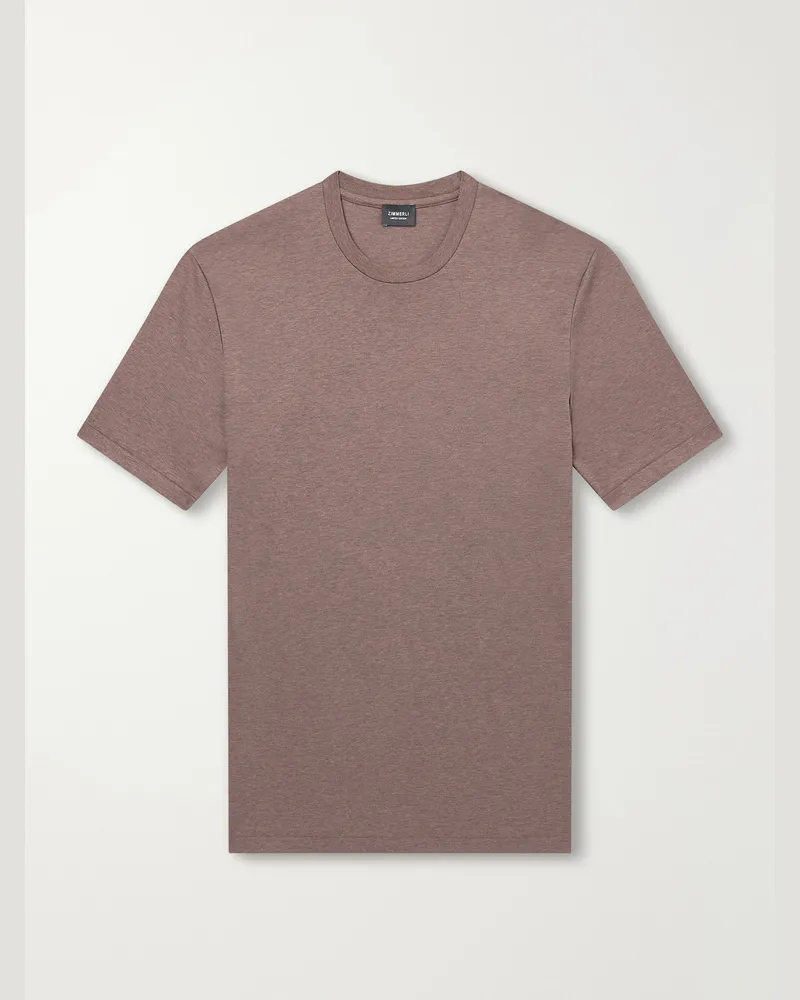 Zimmerli Sea Island Cotton-Jersey T-Shirt Brown