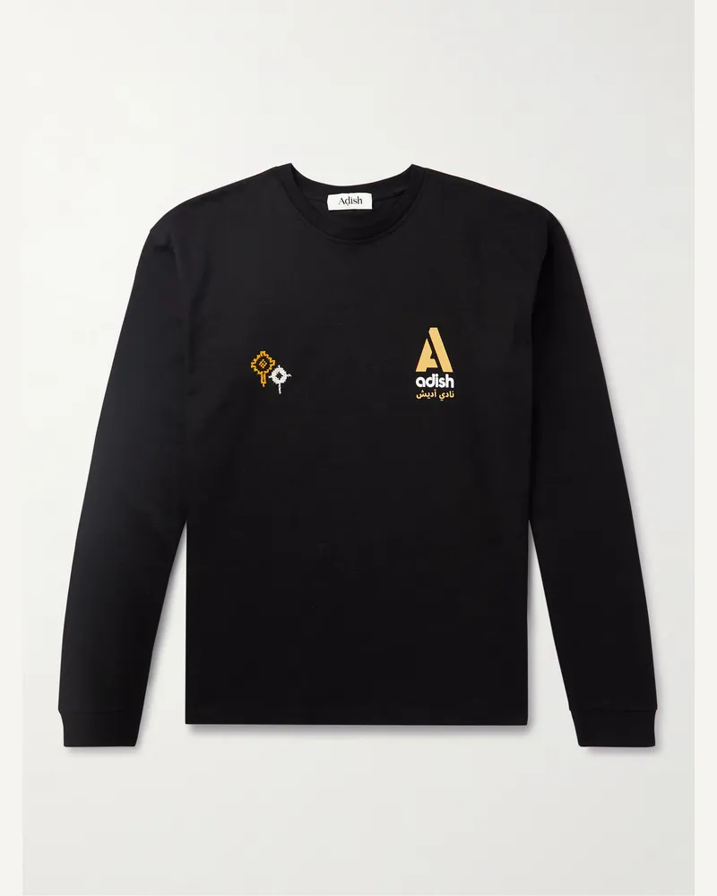 ADISH Nadi Oberteil aus Baumwoll-Jersey mit Stickereien und Logoprint Schwarz