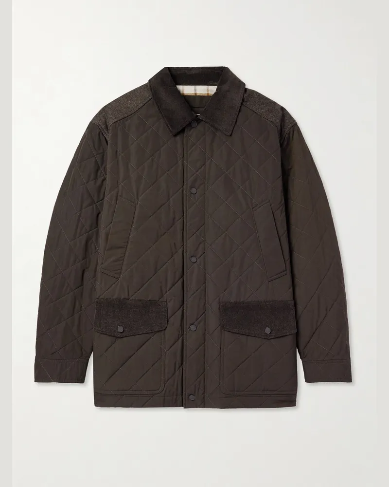 PURDEY Winchester Steppjacke aus wattiertem Shell mit Besatz aus Cord und Strick Braun