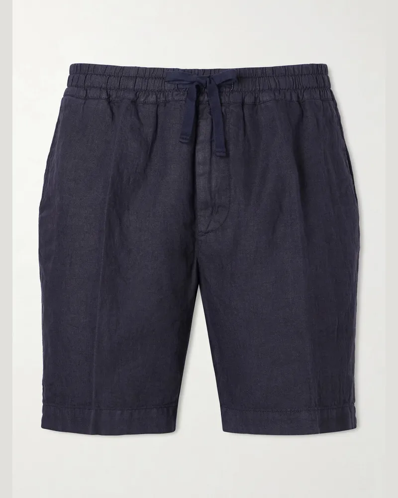 Altea Samuel Straight-Leg Linen Drawstring Shorts Blue