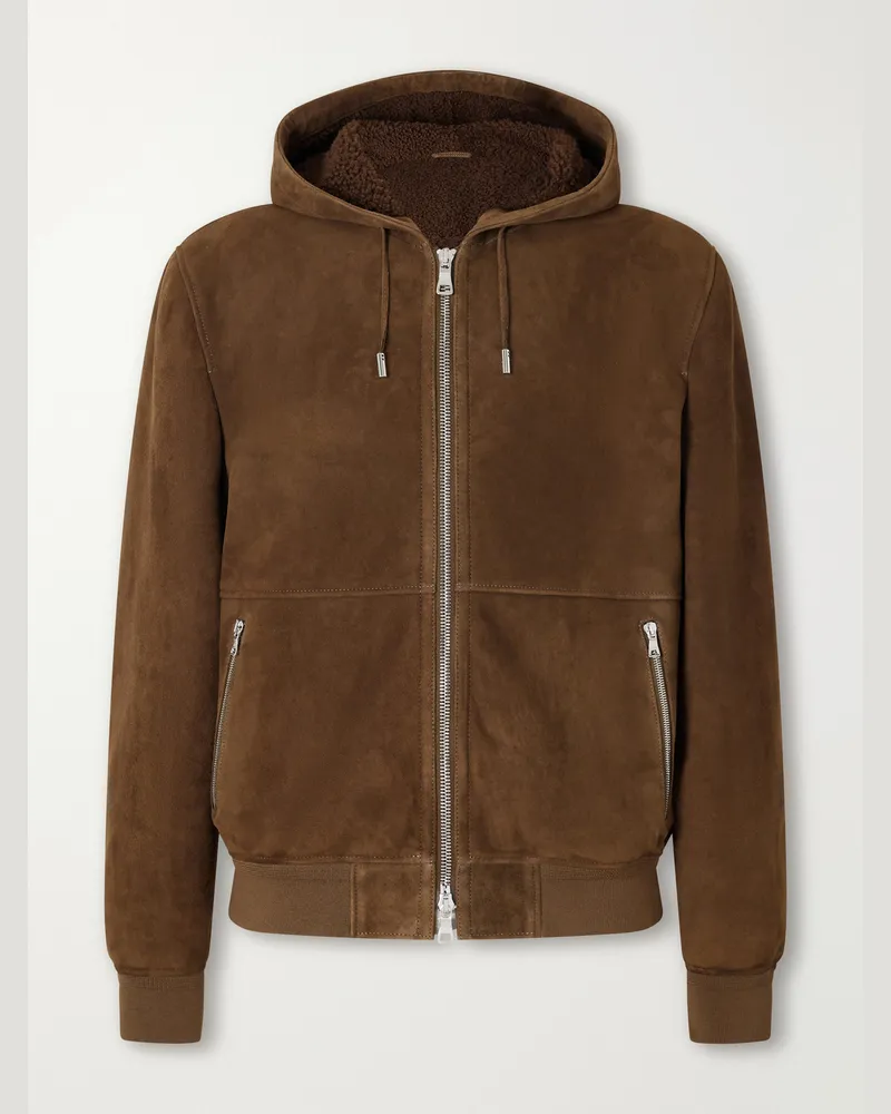 MR P. Hooded Shearling Jacket Brown