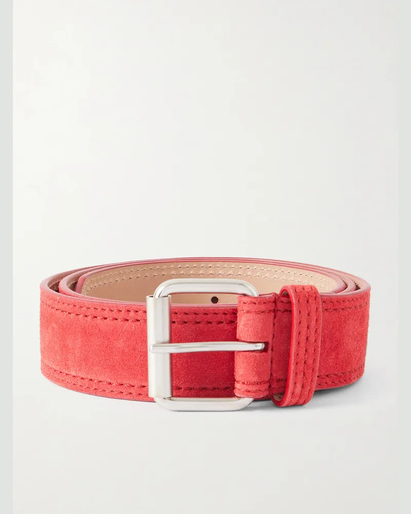 Dries van Noten Gürtel aus Veloursleder, 4 cm Rot