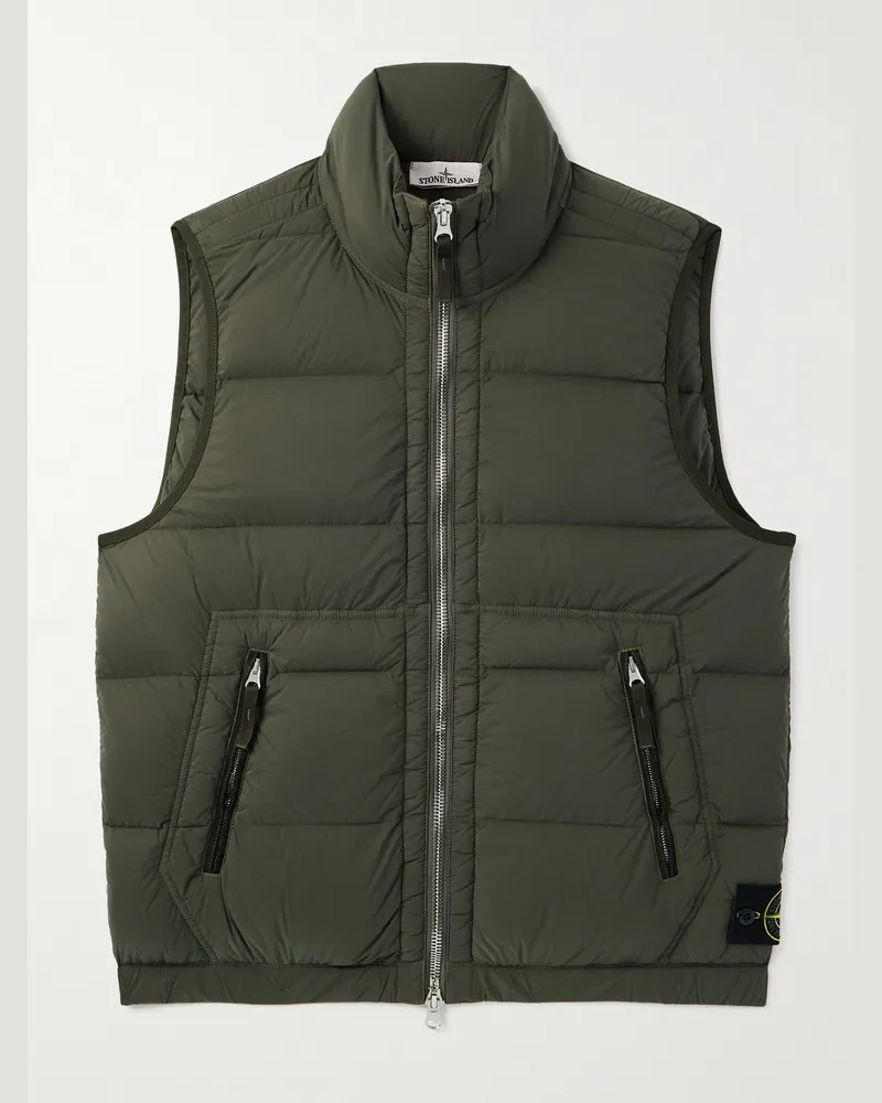 Stone Island Daunenweste aus Stretch-Shell in Stückfärbung Grün
