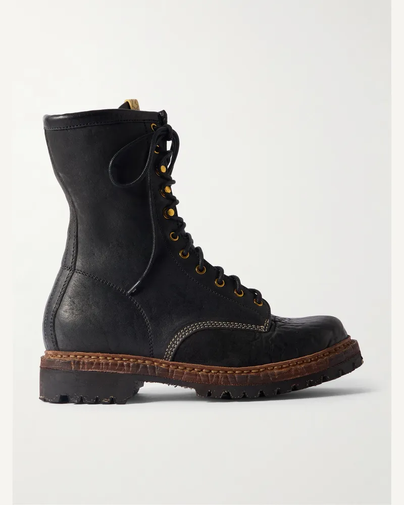 Visvim Hi-Folk Scout Moc Schnürstiefel aus Leder Schwarz