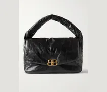 Monaco große Tote aus gepolstertem Leder in Knitteroptik mit Logo