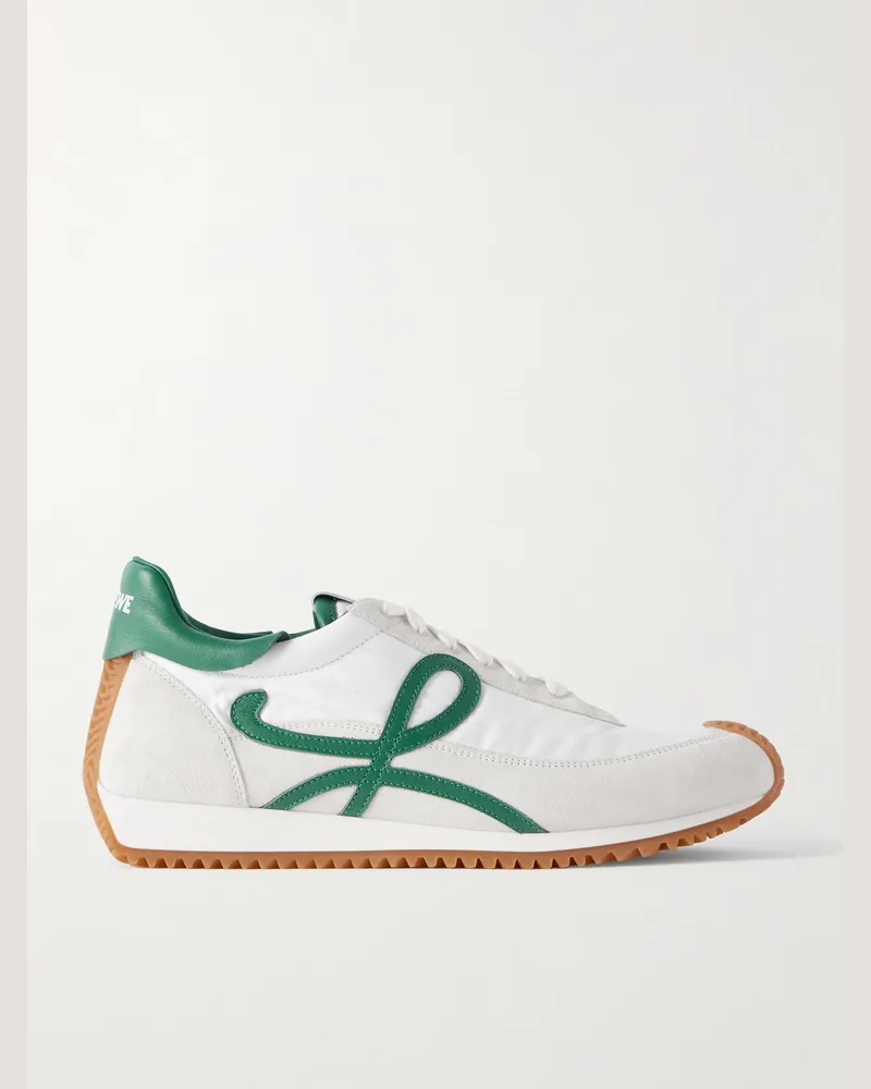 Loewe Flow Runner 2.0 Sneakers aus Veloursleder und Nylon mit Lederbesatz Weiß