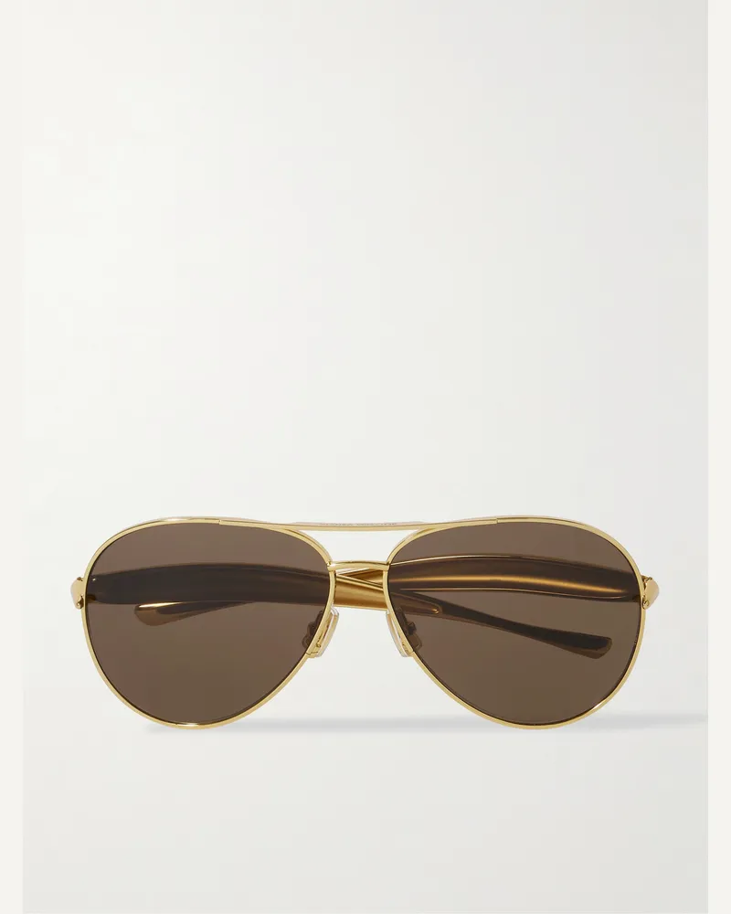 Bottega Veneta Sardine goldfarbene Pilotensonnenbrille Gold