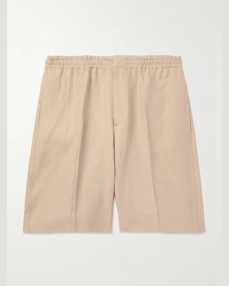 Ermenegildo Zegna Straight-Leg Linen Shorts Neutrals