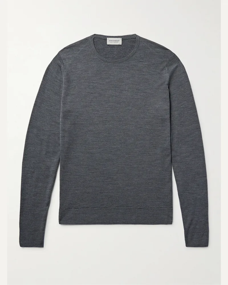 John Smedley Lundy schmal geschnittener Pullover aus Merinowolle Grau