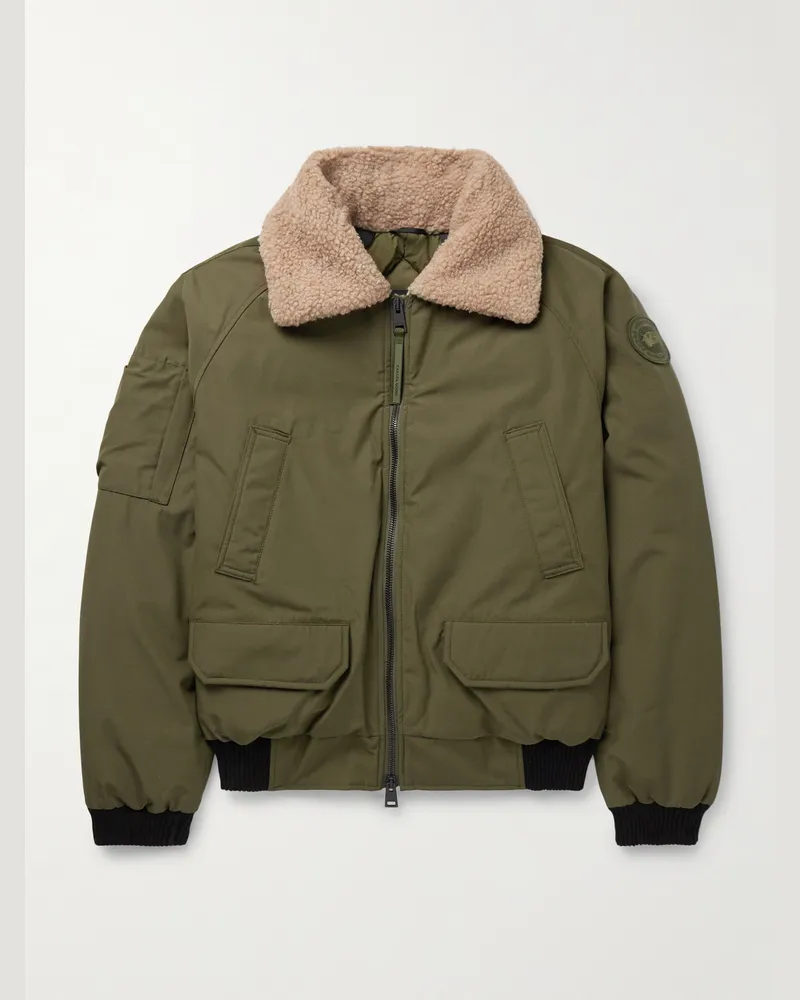 Canada Goose Chilliwack Recycled Wool-Blend Fleece and Shell Down Bomber Jacket Green