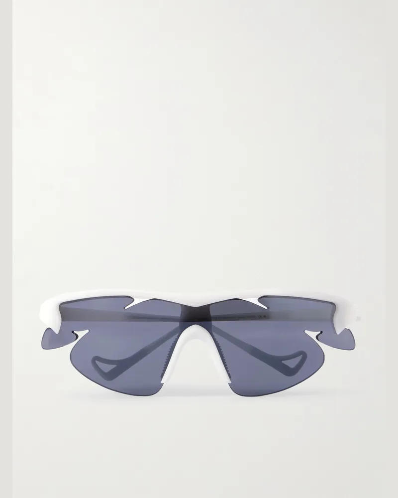 District Vision POST ARCHIVE FACTION Junya Racer Sonnenbrille mit D-Rahmen aus Polycarbonat und Titan Weiß