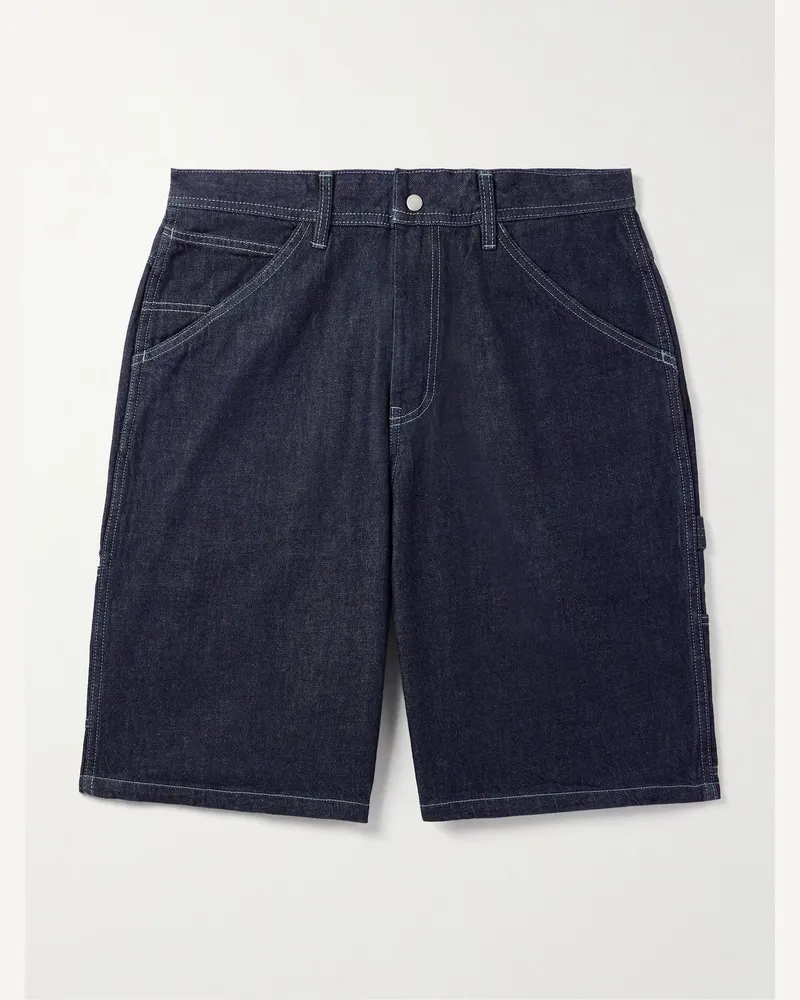Neighborhood Gerade geschnittene Jeansshorts Blau