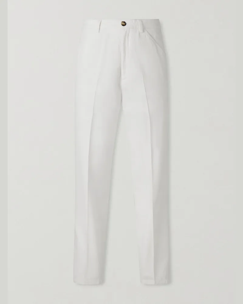 Brunello Cucinelli Gerade geschnittene Chino aus Baumwolle Weiß