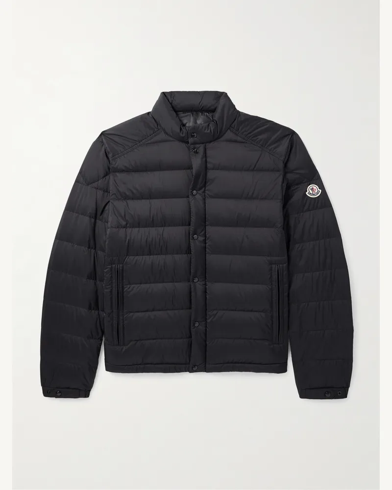 Moncler Schmal geschnittene Daunenjacke aus wattiertem Shell mit Logoapplikation Schwarz
