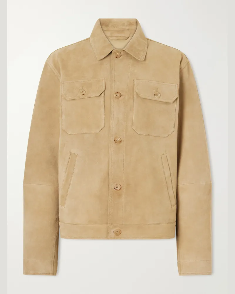 Ralph Lauren Panelled Suede Jacket Neutrals