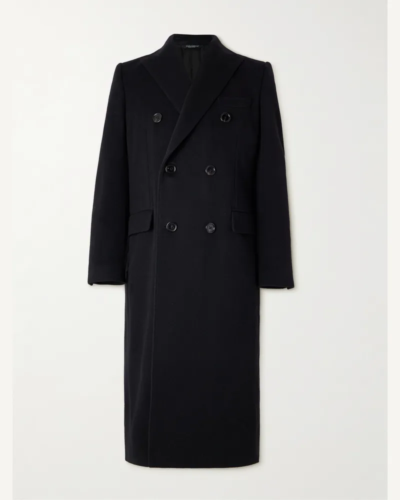 Dolce & Gabbana Doppelreihiger Mantel aus einer Woll-Kaschmirmischung Schwarz