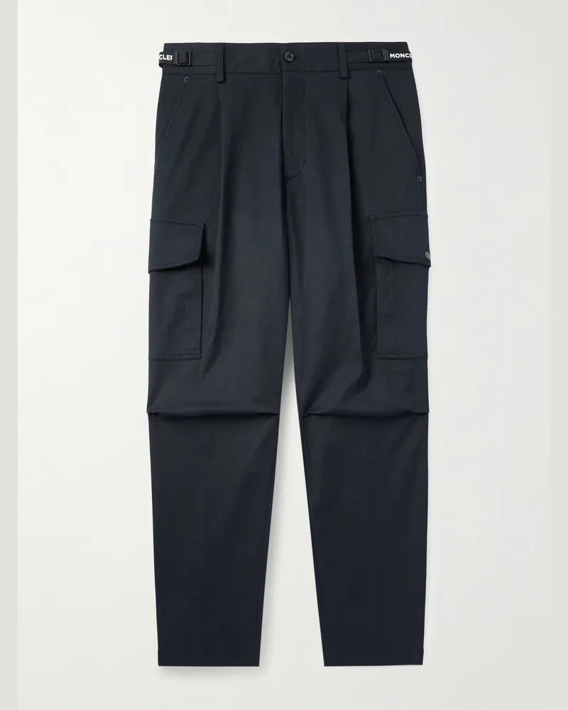 Moncler Gerade geschnittene Cargohose aus Stretch-Baumwollgabardine mit Falten Schwarz