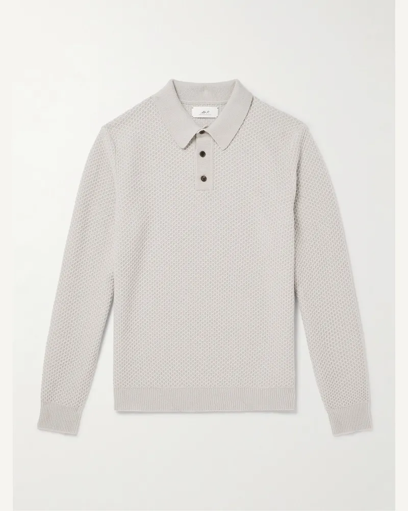MR P. Pullover aus Wolle in Wabenstrick mit Polokragen Grau