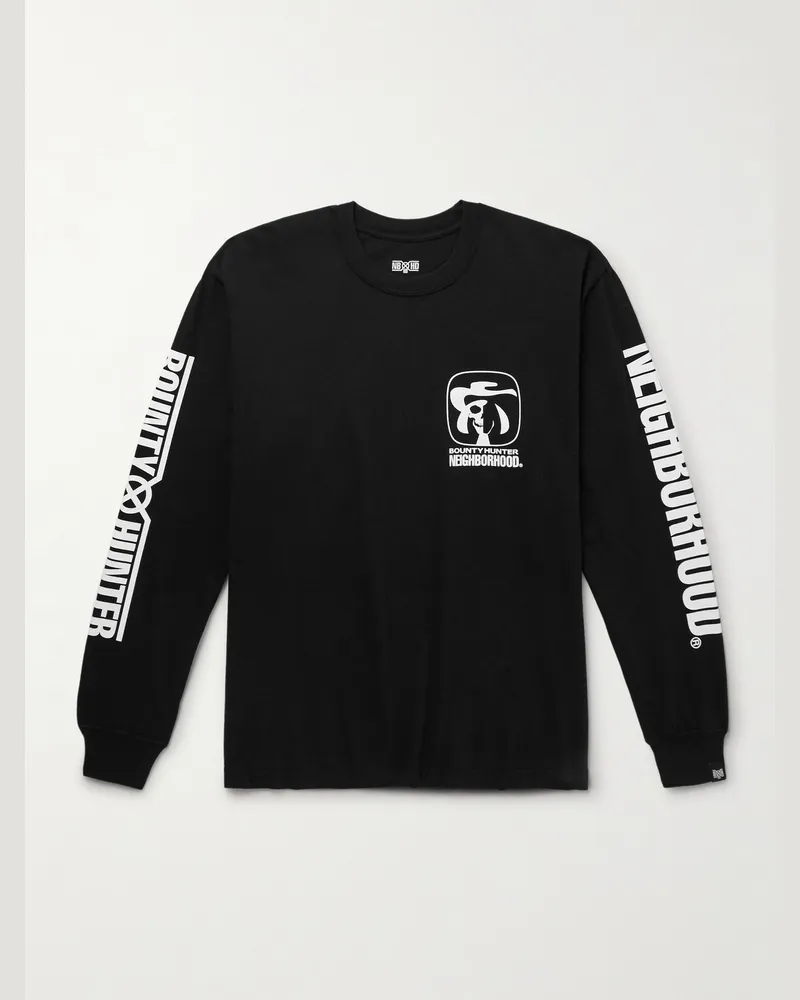 Neighborhood Bounty Hunter Oberteil aus Baumwoll-Jersey mit Logoprint Schwarz