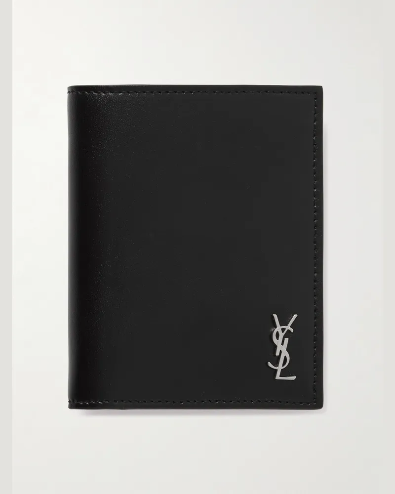 Saint Laurent Cassandre Logo-Embossed Leather Billfold Wallet Black