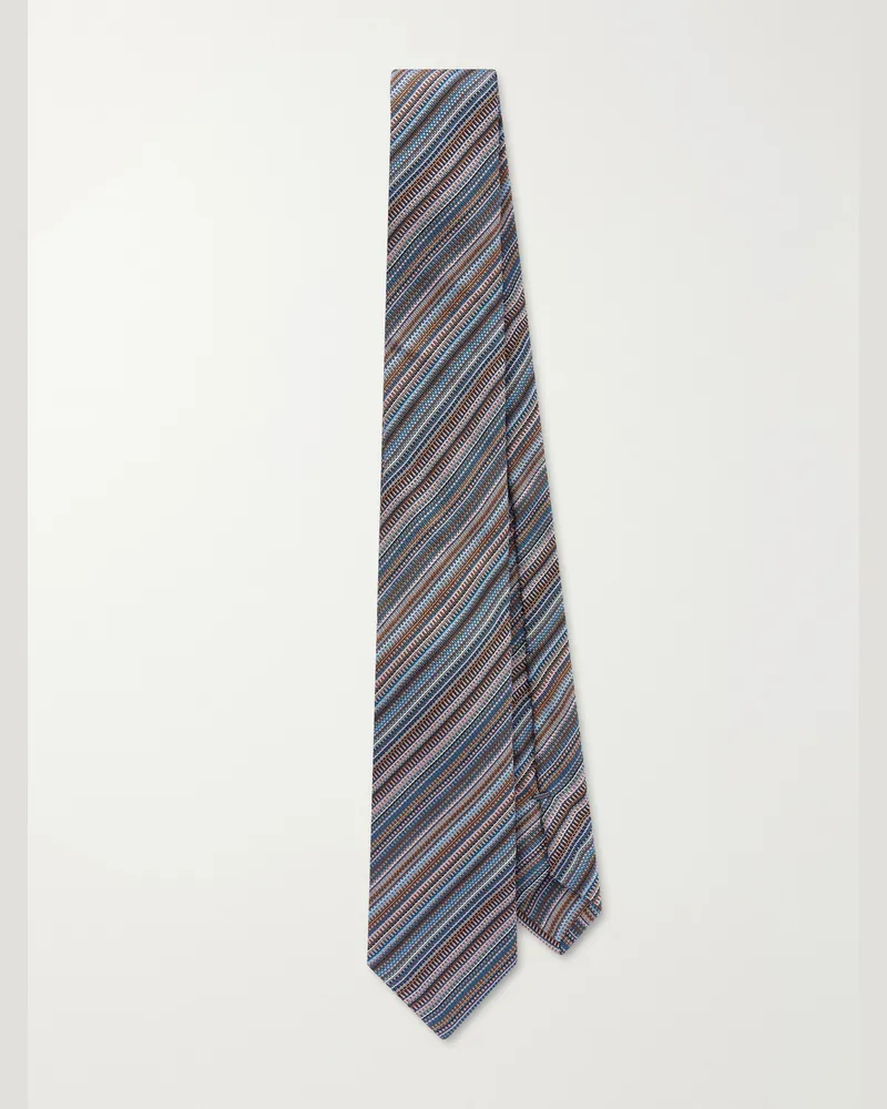 Missoni 7cm Crochet-Knit Silk Tie Blue