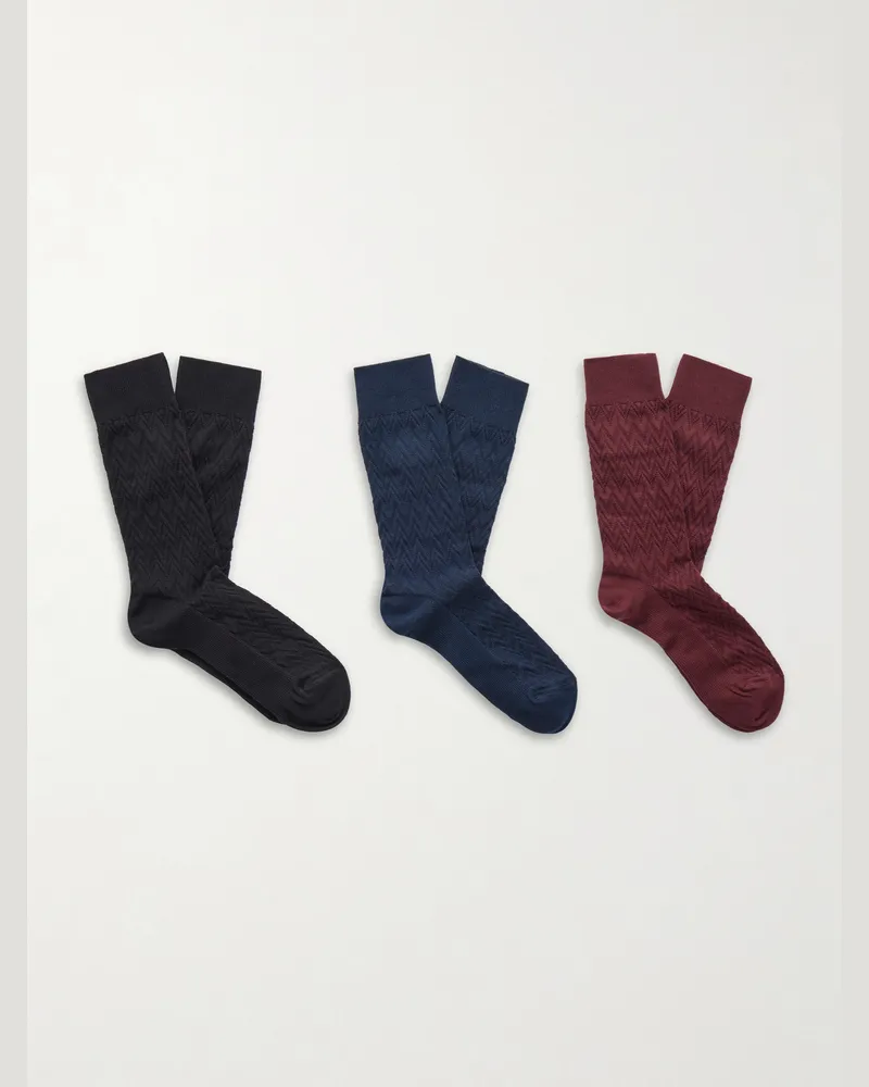 Missoni Three-Pack Crochet-Knit Cotton-Blend Socks Multi