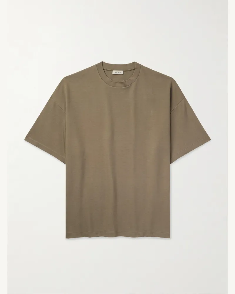 Fear of God T-Shirt aus Stretch-Jersey mit Logoapplikation Braun