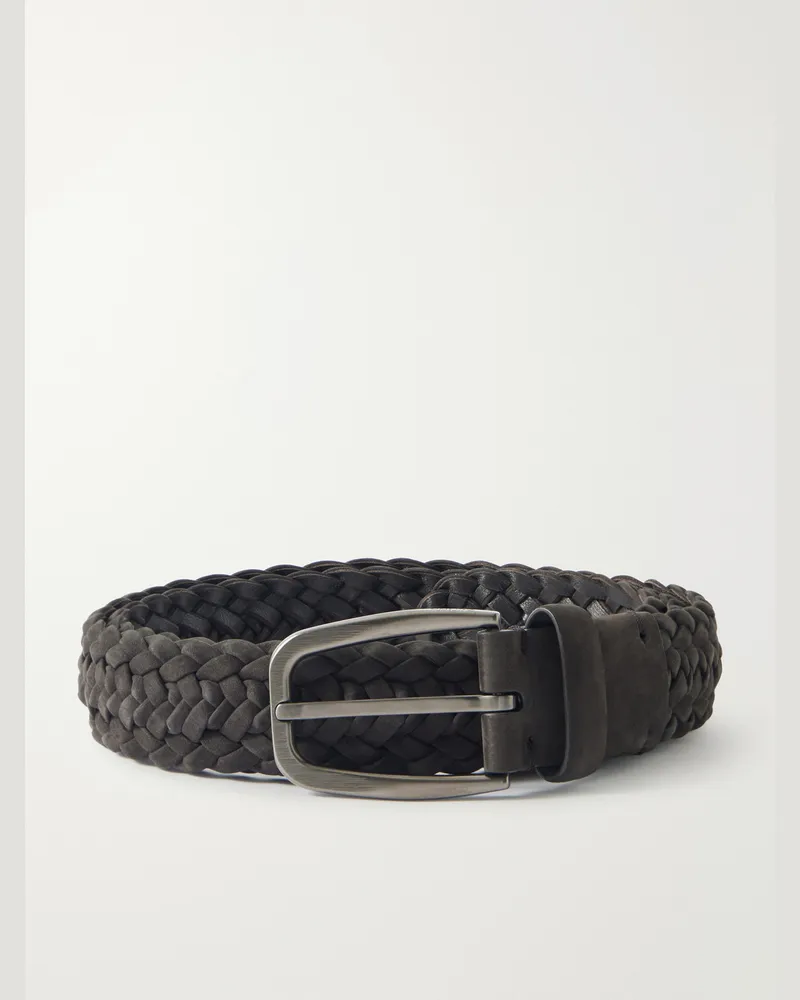 Ermenegildo Zegna Gürtel aus geflochtenem Nubukleder, 3,2 cm Braun