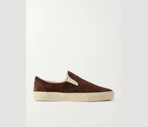 Perforated Suede Slip-On Sneakers
