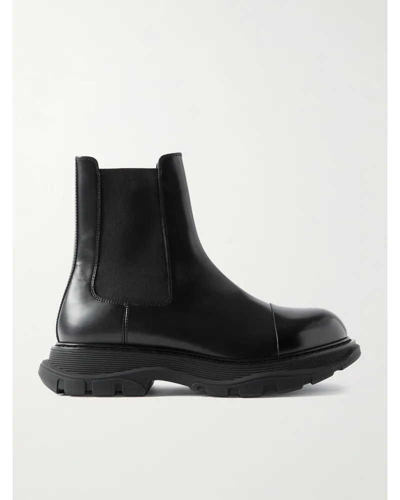 Alexander McQueen Tread Chelsea Boots aus Leder mit überstehender Sohle Schwarz