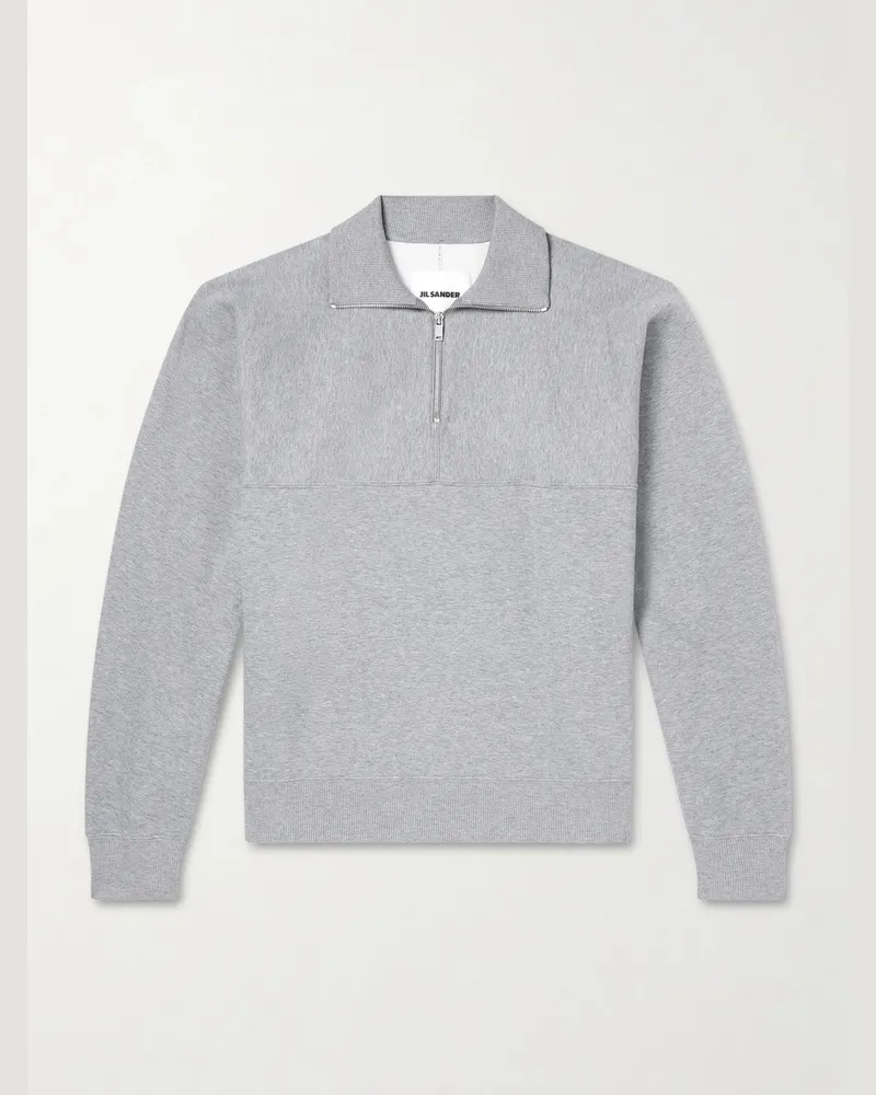 Jil Sander Cotton-Jersey Half-Zip Sweatshirt Gray