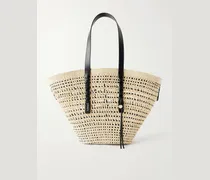 Paula's Ibiza Braid Basket Leather-Trimmed Raffia Tote Bag